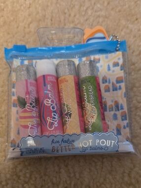 Kohl's Colorful Holiday Lip Balm 5-Pack in Pink, Red, Yellow, Green, White